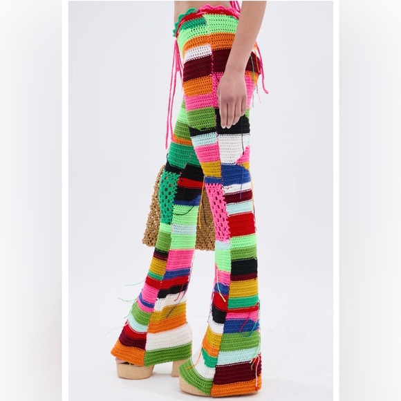 NWOT Akira Colored Heart Crochet Festival Pants Women’s Sz L Funky Baddie Beach - Picture 9 of 9